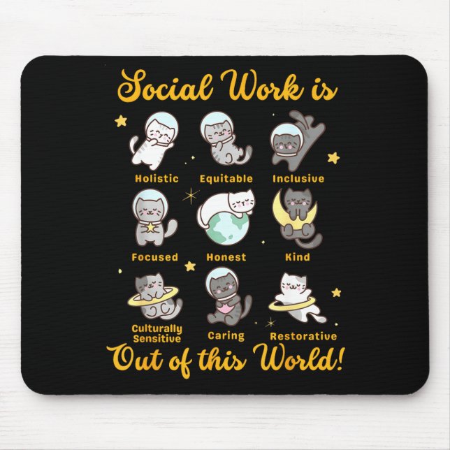 Mousepad Gato assistente social engraçado dizendo meme de g (Frente)