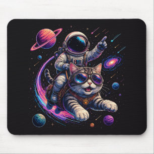 Mousepad Gato astronauta viajando pelo espaço