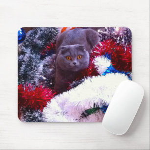 Mousepad Gato azul britânico de Natal
