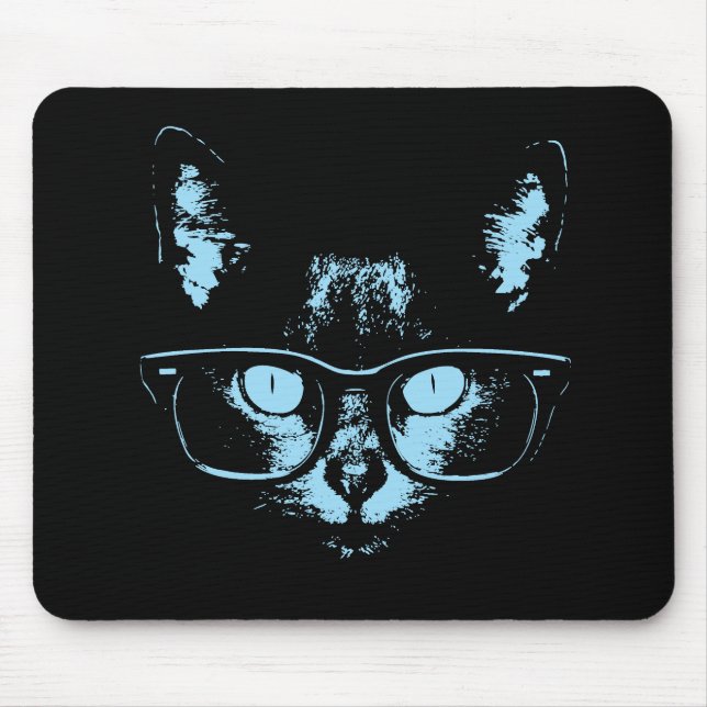 Mousepad Gato azul do nerd (Frente)