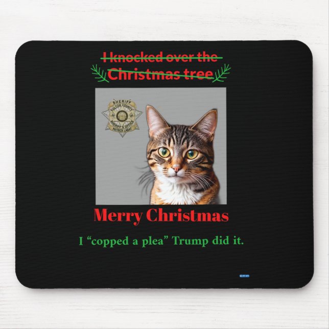 Mousepad Gato Bata Sobre A Árvore De Natal (Frente)