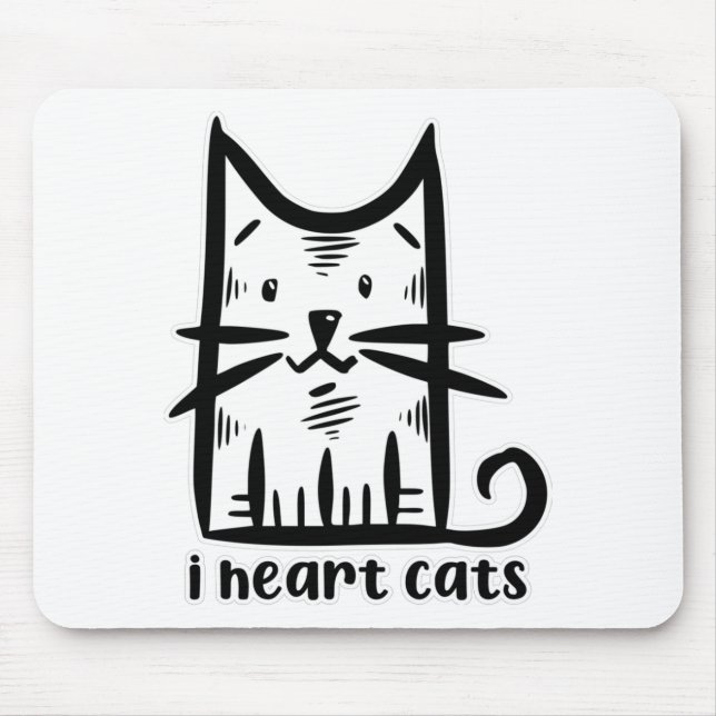 Mousepad Gato Bigodes, eu amo gatos (Frente)
