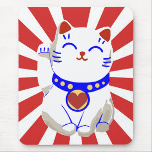 Mousepad Gato bonito afortunado do neko no sol de ascensão