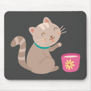 Mousepad Gato bonito com desenho animado