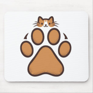 Mousepad Gato Bonito Escondendo em Impressão de Pata - Ilus