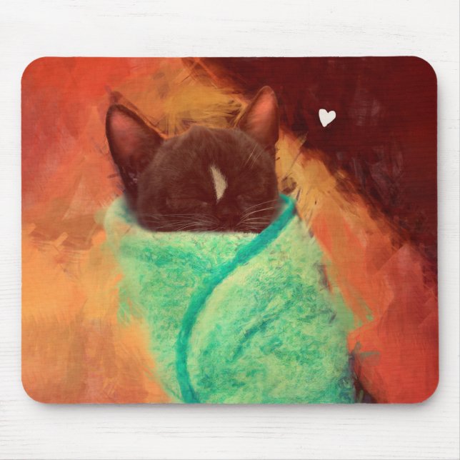 Mousepad Gato bonito Purrito com coração (Frente)