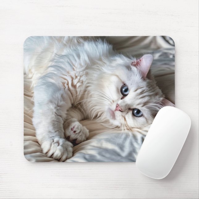 Mousepad Gato Branca de Ragdolas (Com mouse)