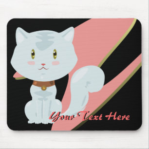 Mousepad Gato Branco