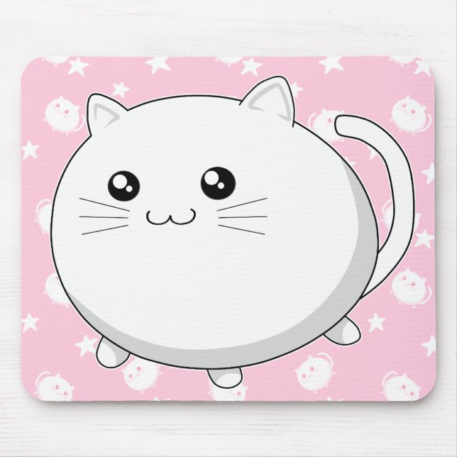 Mousepad Gato branco bonito do gatinho de Kawaii (Frente)