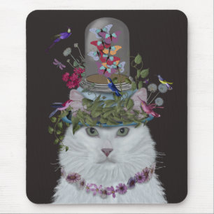 Mousepad Gato Branco com Barra de Borboleta