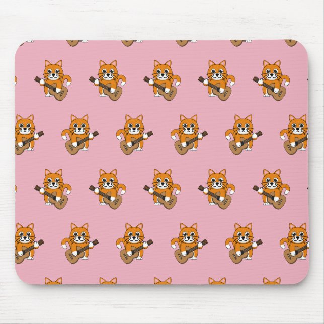 Mousepad Gato Branco De Cor Laranja Cura A Tocar Cartografi (Frente)