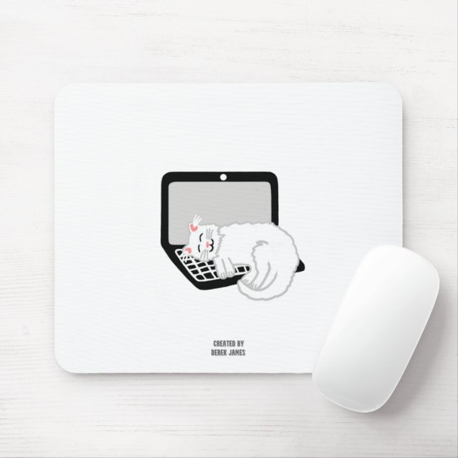Mousepad Gato Branco Dormindo Na Placa Do Mouse Do Laptop (Com mouse)