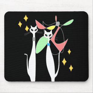 Mousepad Gato branco moderno do meio século atômico da er