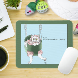 Mousepad Gato Branco Rosa Vestido Engraçado Engraçado