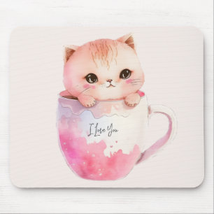 Mousepad Gato branco-rosado em uma taça de chá (2)