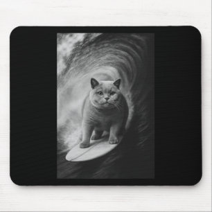 Mousepad Gato britânico de pêlo curto engraçado surfando se