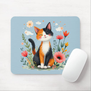 Mousepad Gato Calico sorridente no Jardim Sangrento