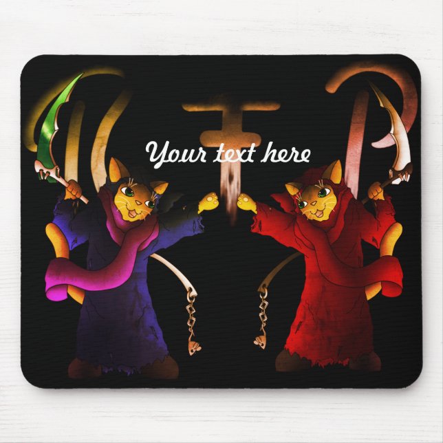 Mousepad Gato-Cinto-Vermelho e Gato-Cinto-Marinho-Azul (Frente)