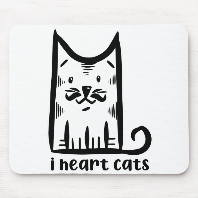 Mousepad Gato com bigode Na moda, em gatos do coração (Frente)