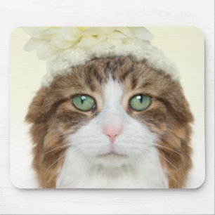 Mousepad Gato com chapéu da flor