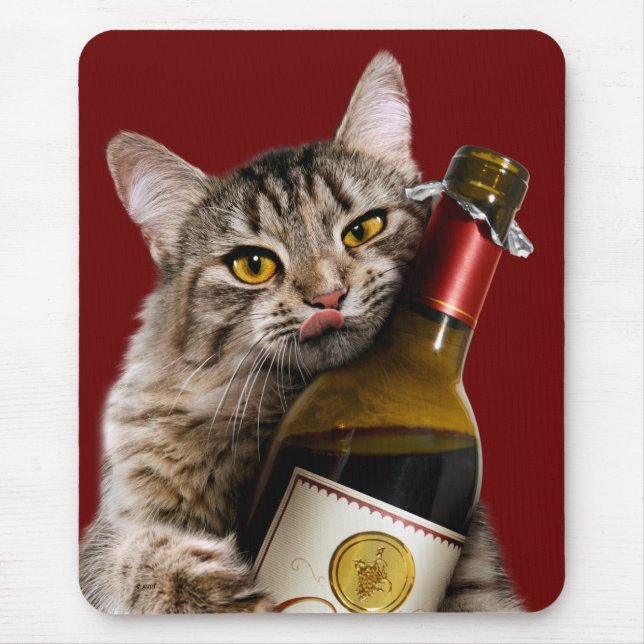 Mousepad Gato Com Garrafa De Vinho (Frente)