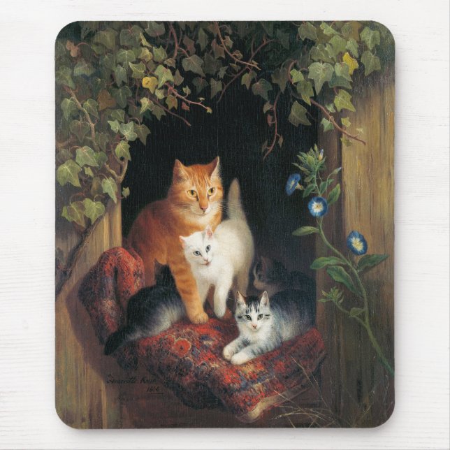 Mousepad Gato Com Gatinhos (Arte Animal) (Frente)
