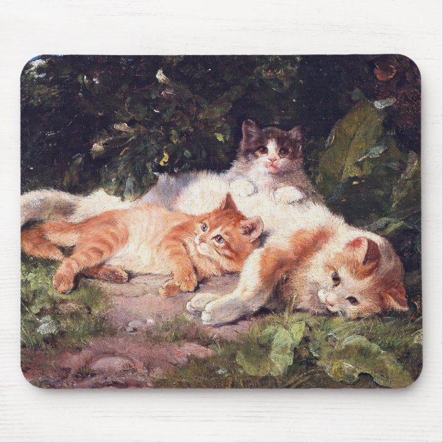 Mousepad Gato com Gatinhos de Arte Bela (Frente)