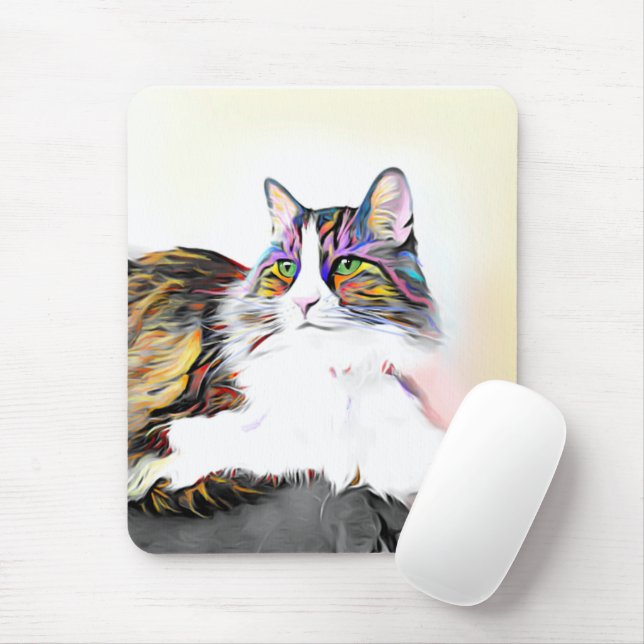 Mousepad Gato com lindas peles arco-íris (Com mouse)