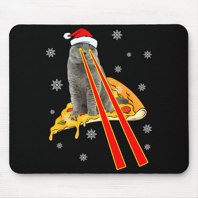 Mousepad Gato Com Olhos Laser Engraçado Zza Gato Natal  (Frente)
