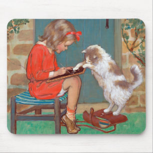 Mousepad Gato com uma menina, Jessie Willcox Smith