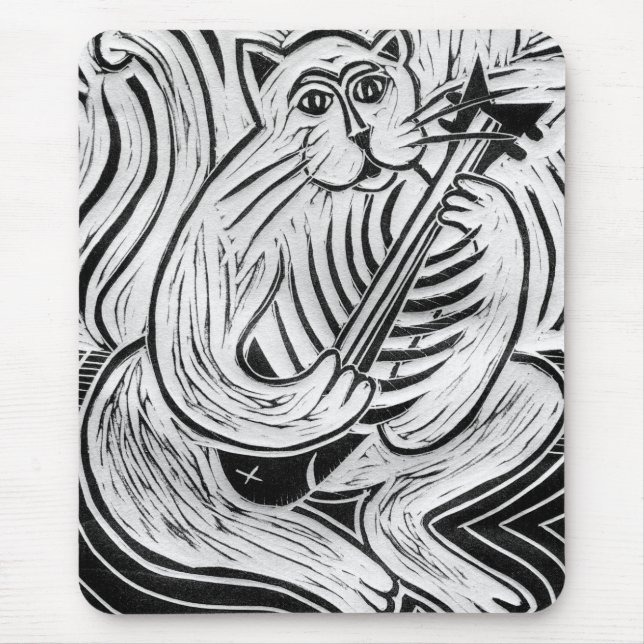 Mousepad Gato com violão de peixe (Frente)