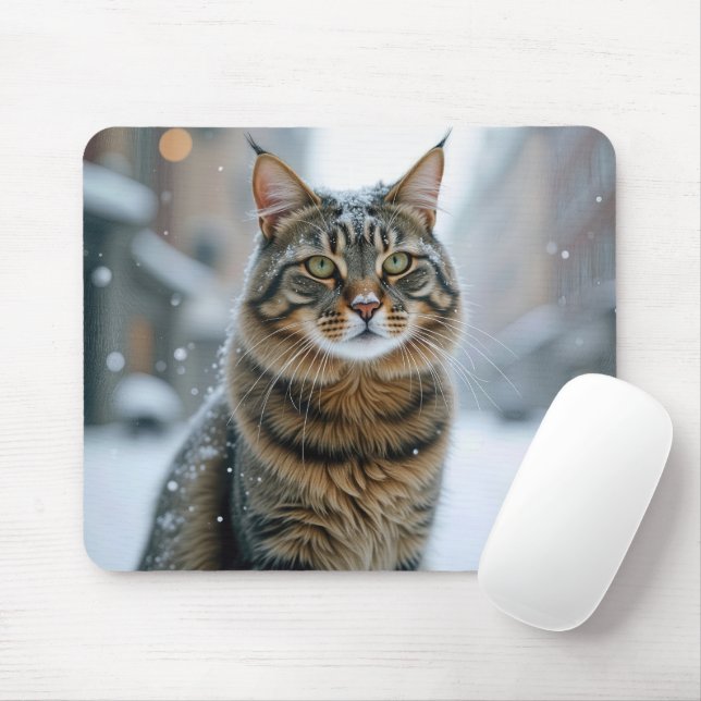 Mousepad Gato Da Cidade Na Neve (Com mouse)