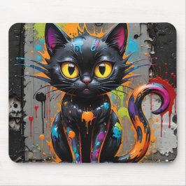 Mousepad Gato de Arco-Íris Negro