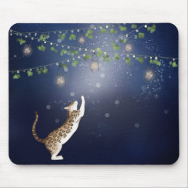Mousepad Gato de Bengala e Vagalumes e lanternas