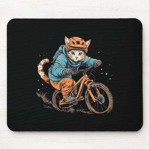 Mousepad Gato de bicicleta de montanha fofo em homens e mul