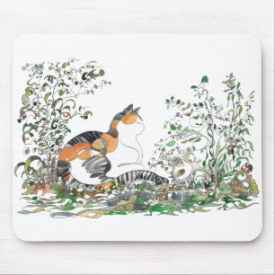 Mousepad Gato De Calico No Jardim