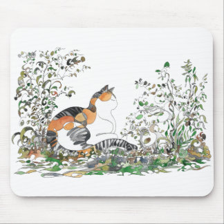 Mousepad Gato De Calico No Jardim