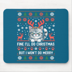 Mousepad Gato de Chifre Bravo Camiseta Feia de Natal Divert