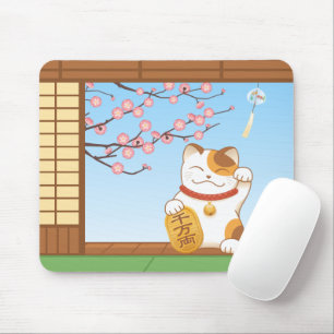 Mousepad Gato de chita afortunado japonês, Maneki Neko