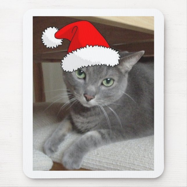 Mousepad Gato de Cinza Azul Russo Natal (Frente)