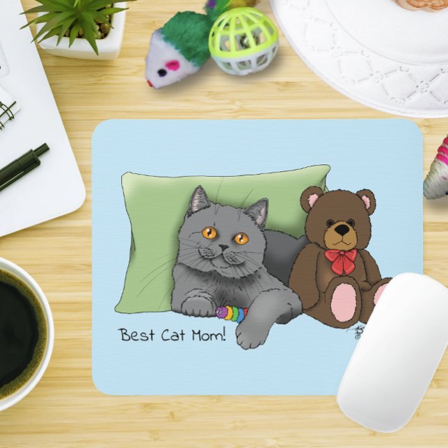 Mousepad Gato de Cinza de Dia de as mães Feliz (Criador carregado)