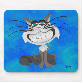 Mousepad Gato de cinza em Azul - Pad do Mouse