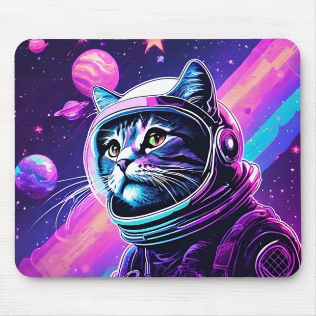 Mousepad Gato de Espaço legal - Pad do Mouse (Frente)