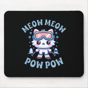 Mousepad Gato de Esqui Fofo Kawaii Meow Meow Pow Pow