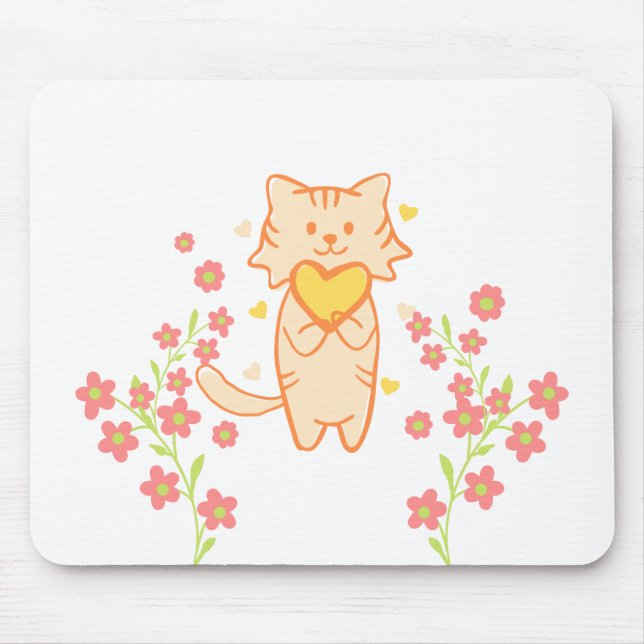Mousepad Gato de Flor Cinto (Frente)