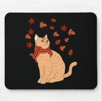 Mousepad Gato de Folha de Gato de Mapeamento Fall Hello Aut