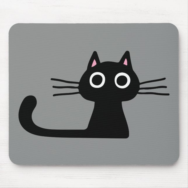 Mousepad Gato de Gatinho Preto e Simples com Gaguetas Longa (Frente)