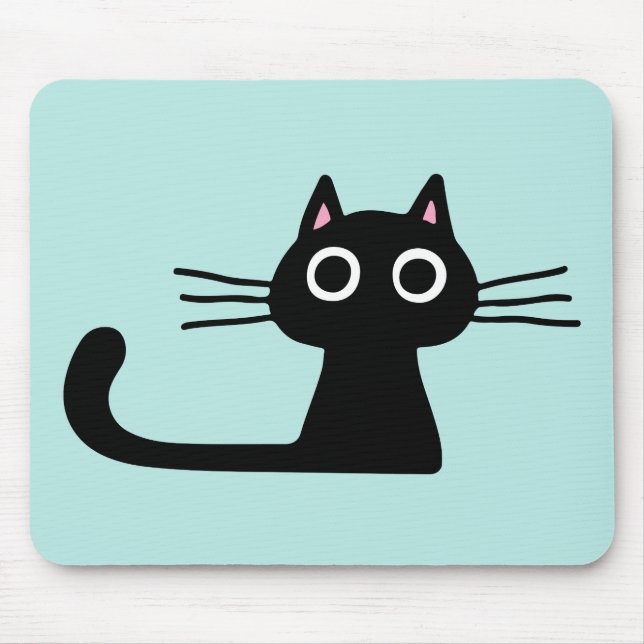Mousepad Gato de Gatinho Preto e Simples com Gaguetas Longa (Frente)