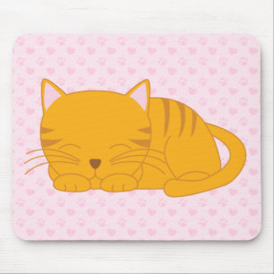 Mousepad Gato de gato malhado alaranjado do sono