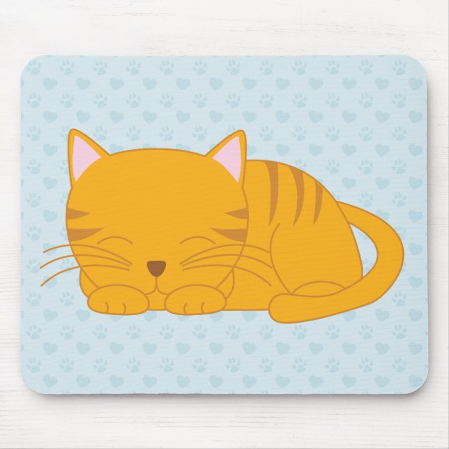 Mousepad Gato de gato malhado alaranjado do sono (Frente)